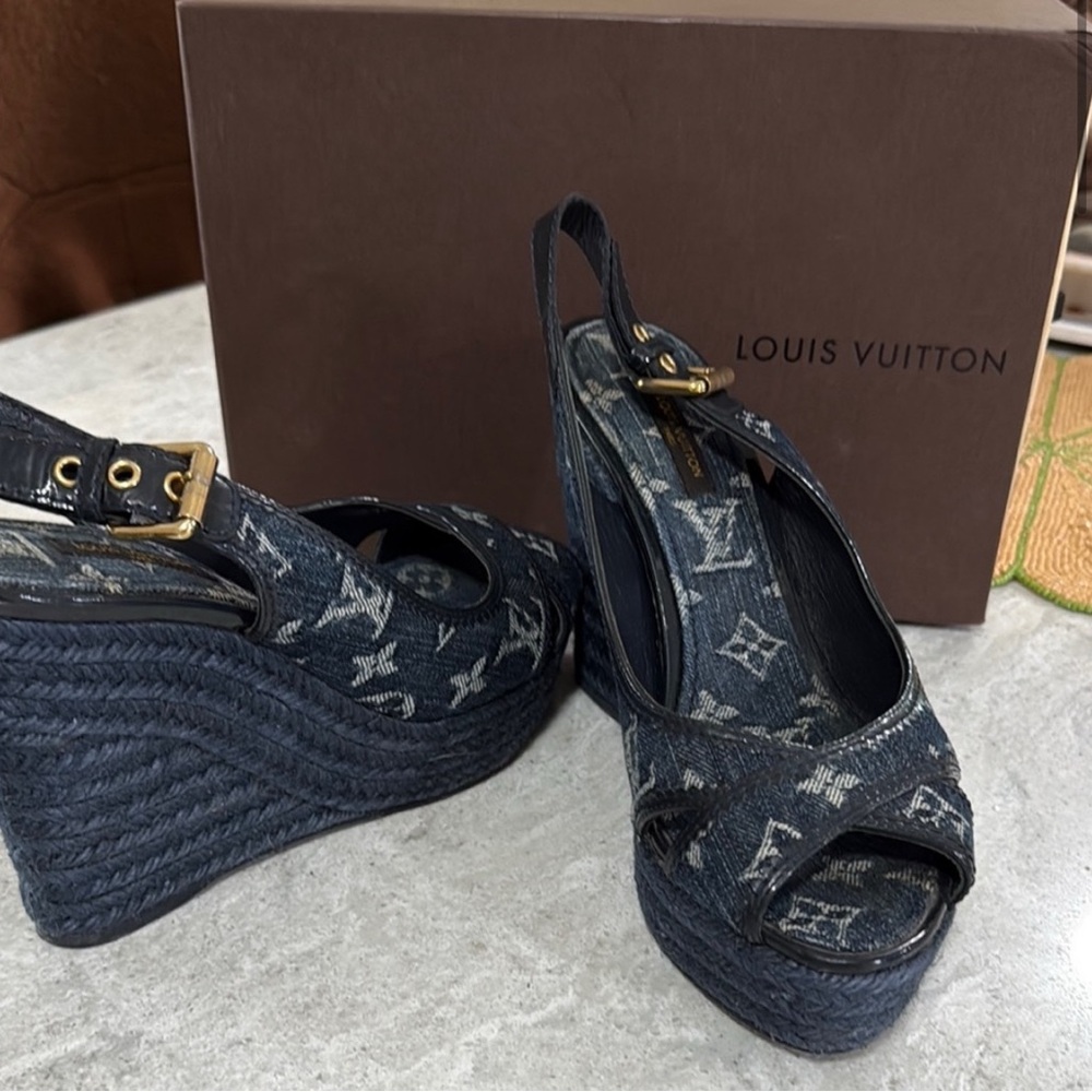 Louis Vuitton Denim Blue Wedges